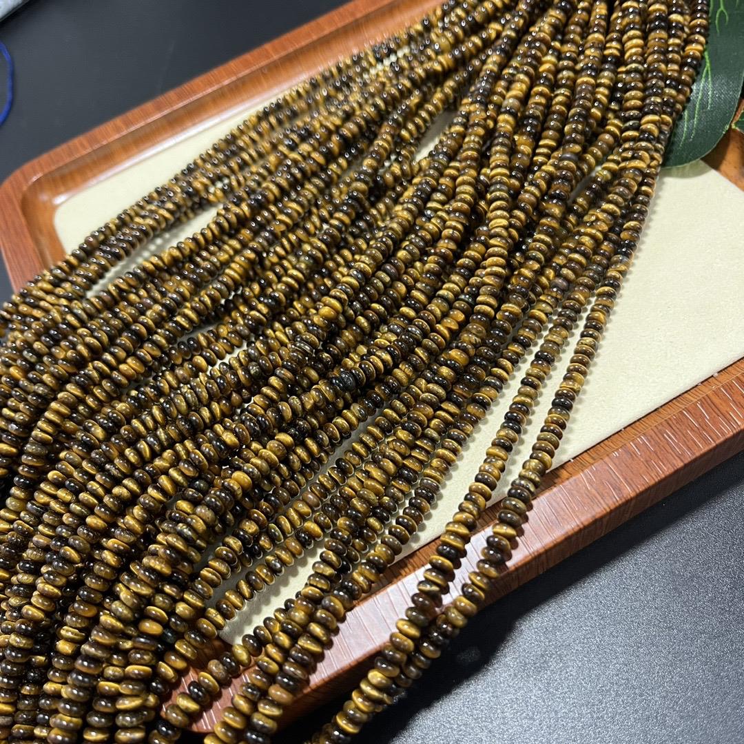 20254x2mm天然虎眼石隔片算盘珠散珠半成品diy项链手链饰品配珠