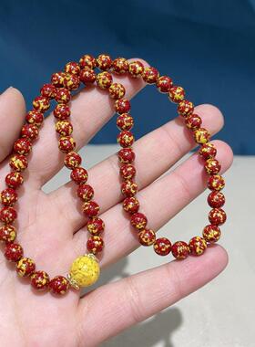 2026朱砂晶体砂雄黄双圈手串简约百搭本命年爆款两圈手链饰品