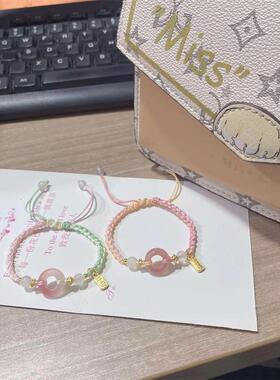 2026平安扣手链女款红玛瑙手绳女生桃之夭夭手工编织手绳礼物