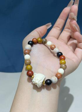 2026多宝檀木醒狮六字真言竹节手串文玩盘玩念珠男女款手链饰品