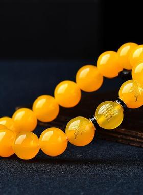 2026五行属土的饰品缺土补土坤为地天然水晶黄玛瑙手链麒麟手串男