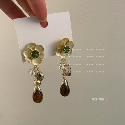 2025阿芙洛花园~超仙法式复古滴釉花朵夸张耳环高级感小众耳钉度