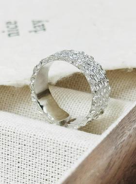 2025复古锤纹戒指 电镀男手工古法闭口陨坑情侣对戒刻字男精致