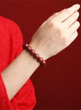 2026原矿朱砂大颗粒晶体砂高含量透光晶体砂圆珠串手链男女款单圈