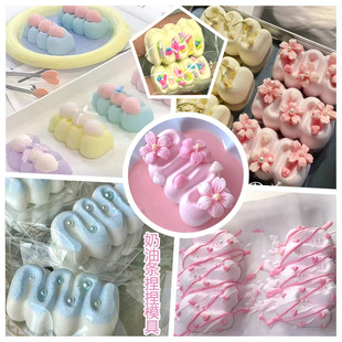 迷你奶油条捏捏模具硅胶diy星星猫爪草莓吐司樱花饭团捏捏乐模具