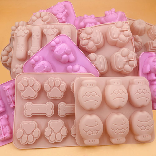 巧克力模具硅胶小鱼猫爪手工皂模