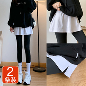 馨帮帮秋季 卫衣叠穿内搭假两件白色百搭打底遮屁股神器下摆屁帘女