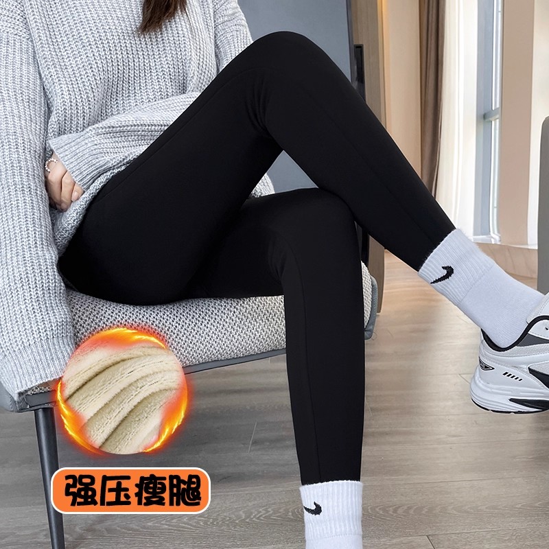 羊羔绒鲨鱼裤女外穿春秋冬季新款保暖紧身棉裤加绒加厚打底瑜伽裤
