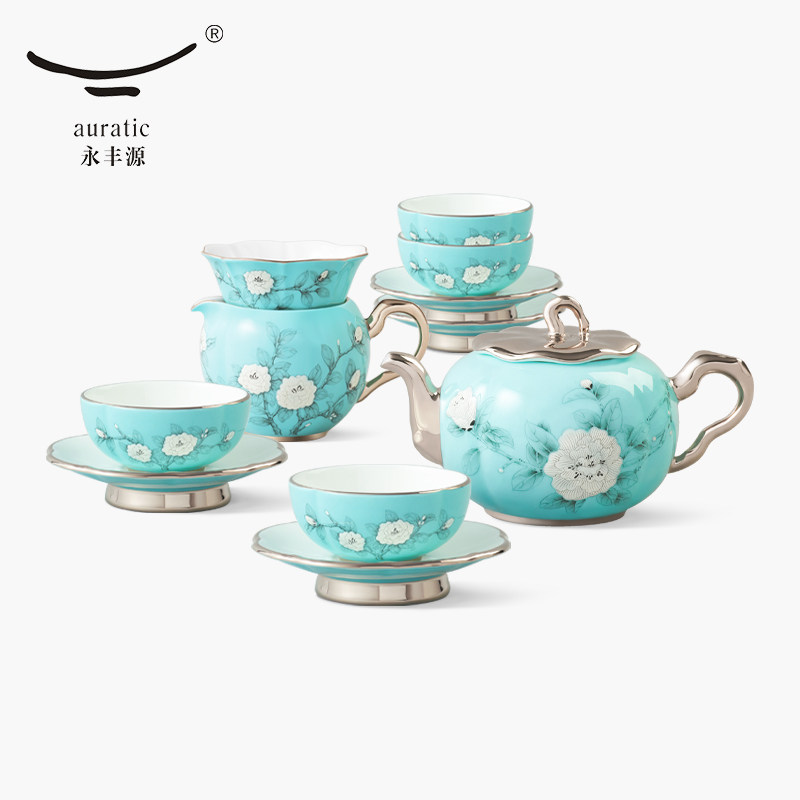 永丰源 手绘蓝12头茶具 陶瓷茶杯套装 高档轻奢礼品