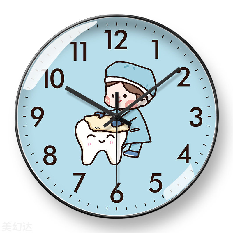 牙齿牙科挂钟医院研究院诊所钟表口腔诊室牙齿矫正自动对时电波钟