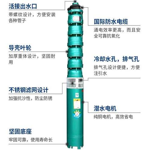 农用高扬程大流量农田灌溉家用井水多级增压125QJ型深井潜水电泵