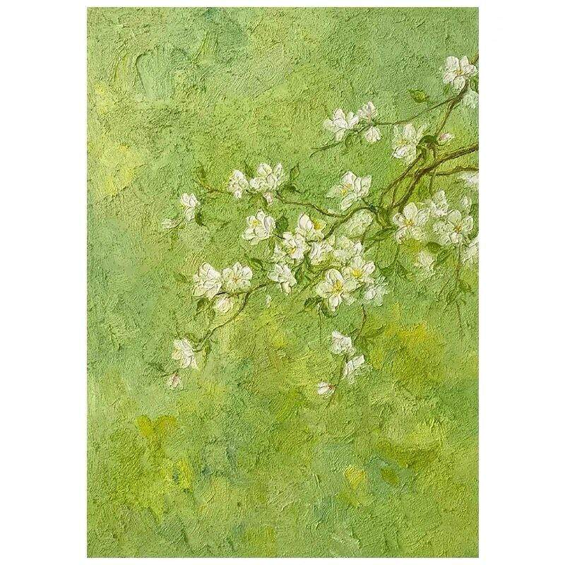 玄关抽象花卉肌理挂画客厅绿色系餐厅手绘油画级感艺术奶油风