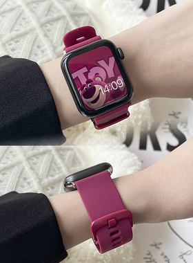 新款休闲运动硅胶适用iwatch10苹果表带applewatch987654SE男女款