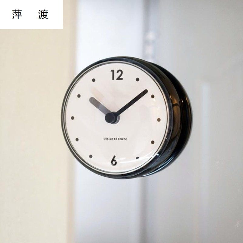 北欧小时钟吸盘钟防水浴室钟厨房镜子挂钟卫生间吸墙贴玻璃钟表