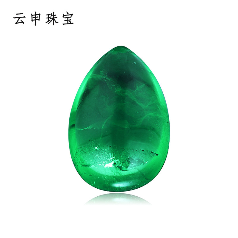 实验室培育再生祖母绿水滴素蛋面裸石水热法人造合成哥伦比亚宝石