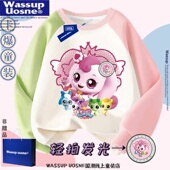 加绒加厚上衣打底衫 WASSUP奇妙萌可亮灯发光女童卫衣秋冬款 儿童装