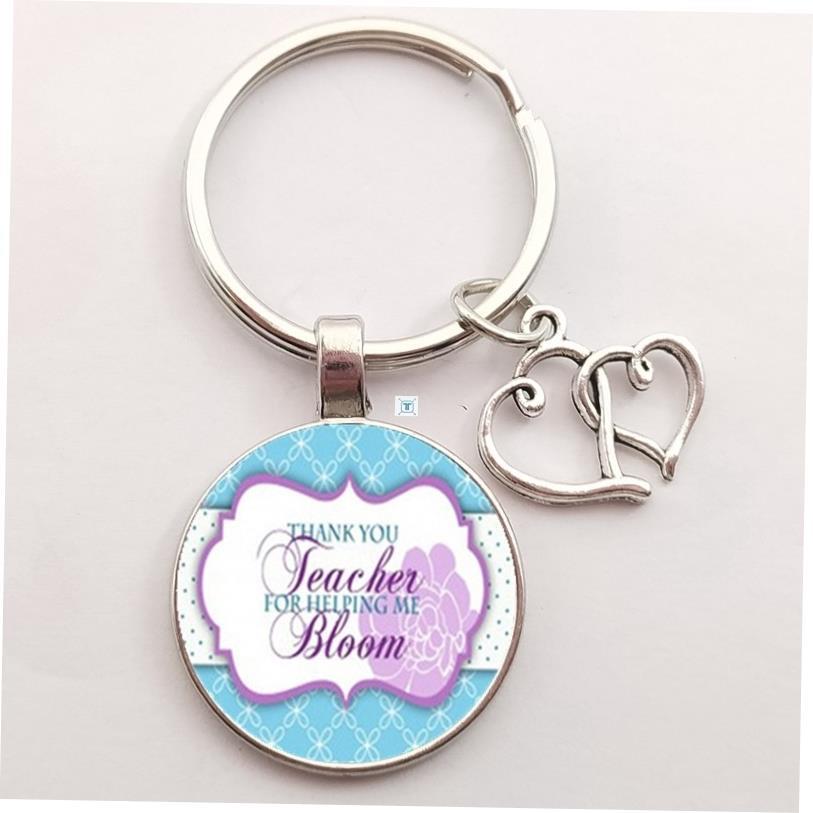 Thank You Teacher Text Love Keychain Charm Glass Crystal Pen