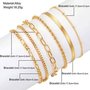 bracelets women金属链条女式 手饰套装 手链套装 set 6条装 piece