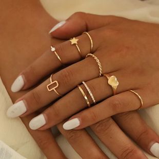 heart ring set matching rings for women gold plated jewelry