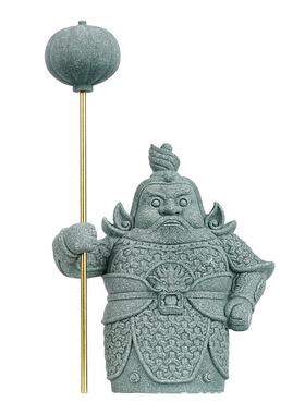 中式青砂石哼哈二将护宅门神摆件客厅玄关电视柜书房家居桌面装饰