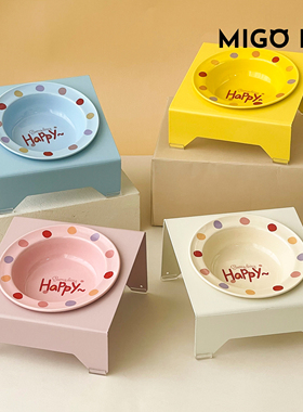 防蚂蚁宠物碗猫碗架子保护颈椎高脚斜口猫咪水碗小型犬狗碗陶瓷