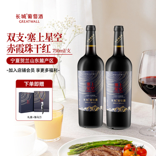 长城葡萄酒塞上星空赤霞珠干红宁夏贺兰山红酒双支送礼750ml 2瓶