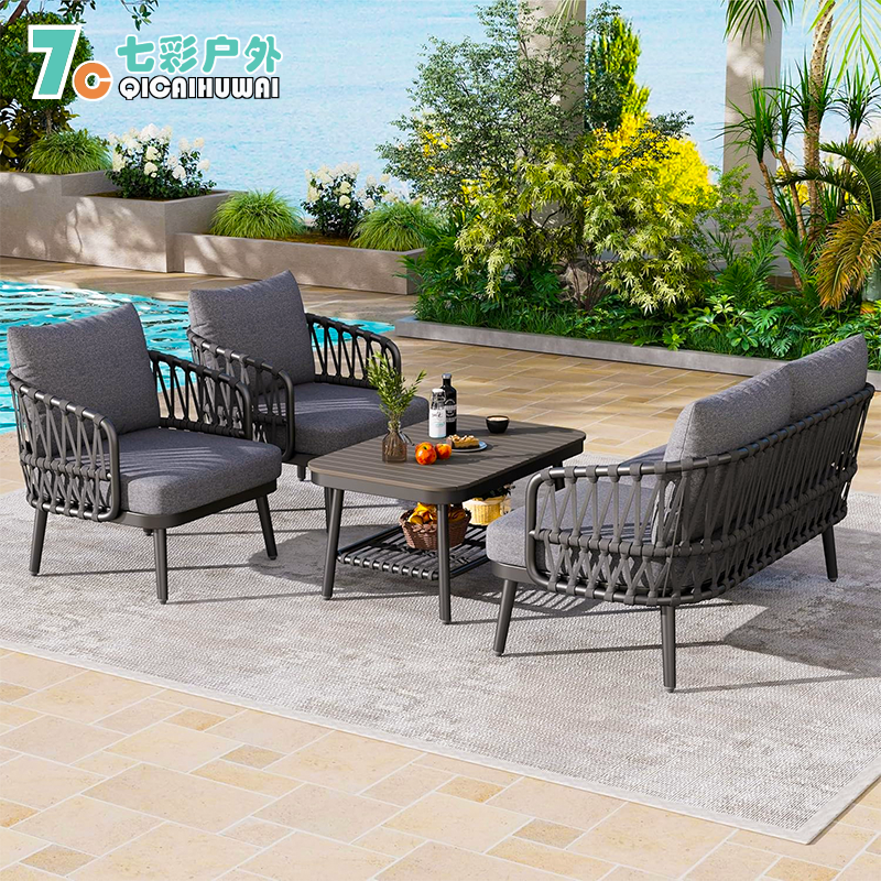 户外藤编沙发庭院酒店民宿花园设计师售楼部室外露天休闲家具组合,住宅家具,户外沙发,淘宝优惠券,粉丝福利购,淘宝优惠卷