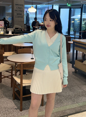 Chestnut 3.6 20:00韩版miu系高级感硬挺百褶半身裙