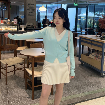 韩系高级感撞色百搭半身裙