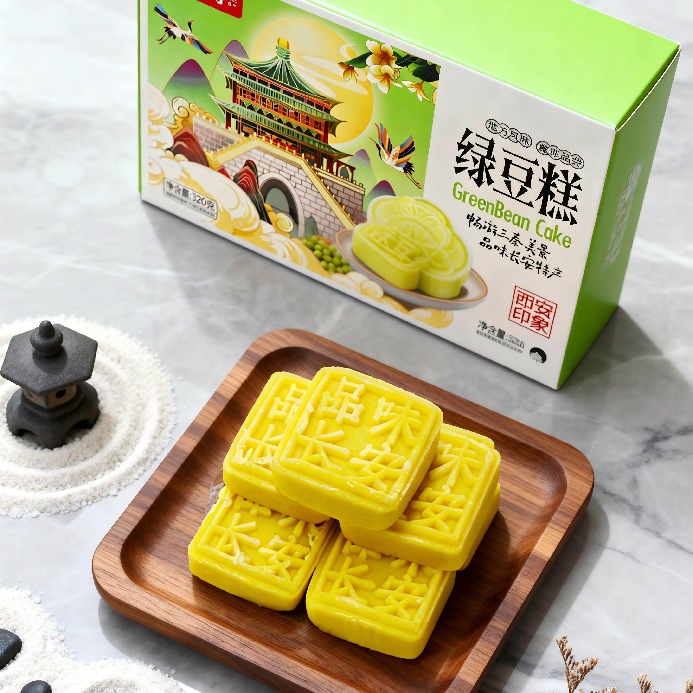 北特绿豆糕传统中式糕点特色零食老式传统点心西安特产礼盒