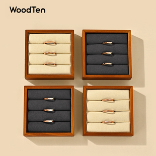 木世戒指托盘复古首饰盘实木耳钉耳环收纳托盘柜台饰品摆放展示盘