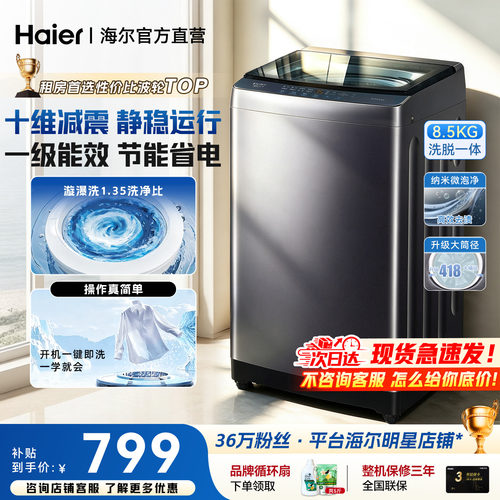 海尔洗衣机8.5公斤小型家用租房