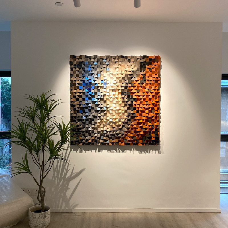 现代立体木装饰画、手工镶嵌器、实物画、简约客厅壁画、入口艺术