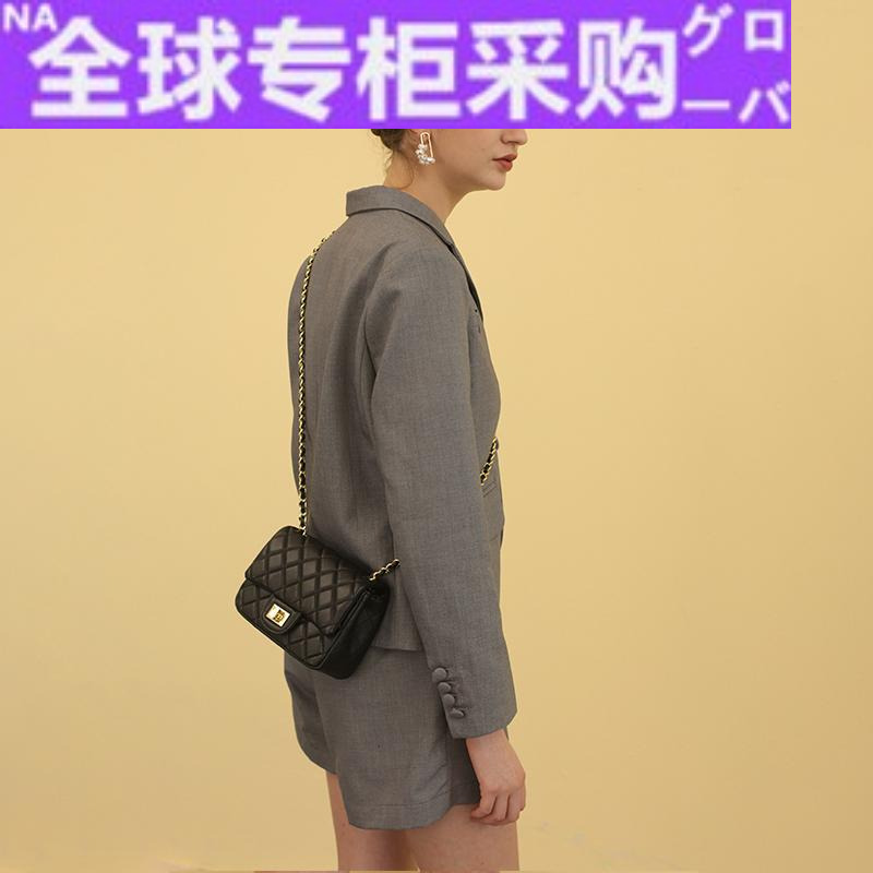 日本新款牛皮包黑色斜挎包女链条包小包包女包2022新款单肩包-封面