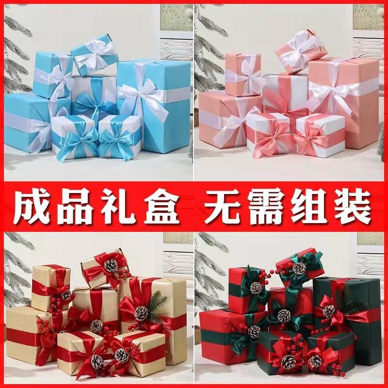 布置圣诞礼物盒摆件橱窗场景装饰品礼品空盒子金色礼盒堆头道具