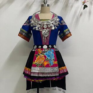 新款民族舞服苗族锦鸡炫美舞蹈服装艺考练习民族舞服饰演出服定制