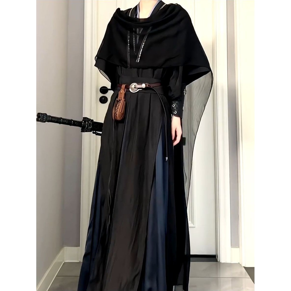 万用黑红色劲装cosplay安琉璃墨燃可私设漫展古风仙气二次元套装