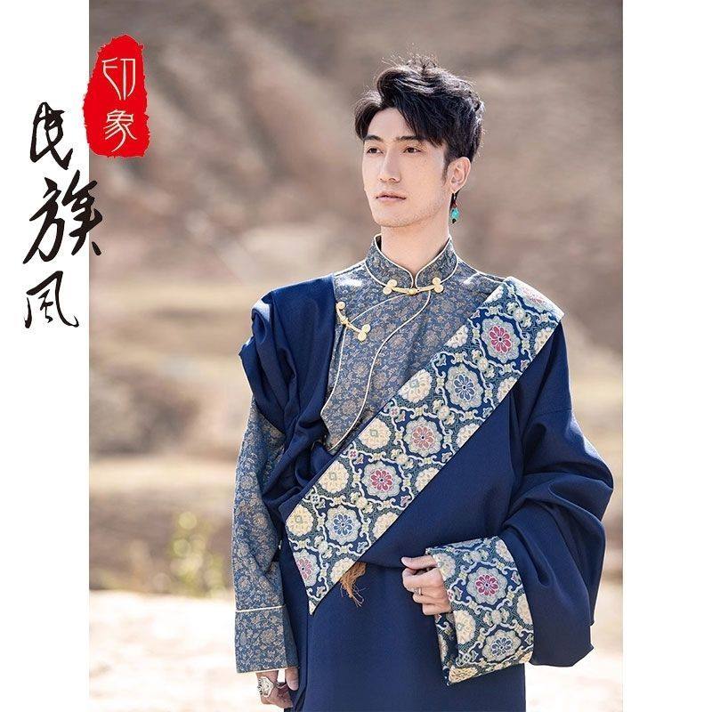 2025新款藏族服装藏式藏袍衬衣西藏拉萨传统男款民族服装