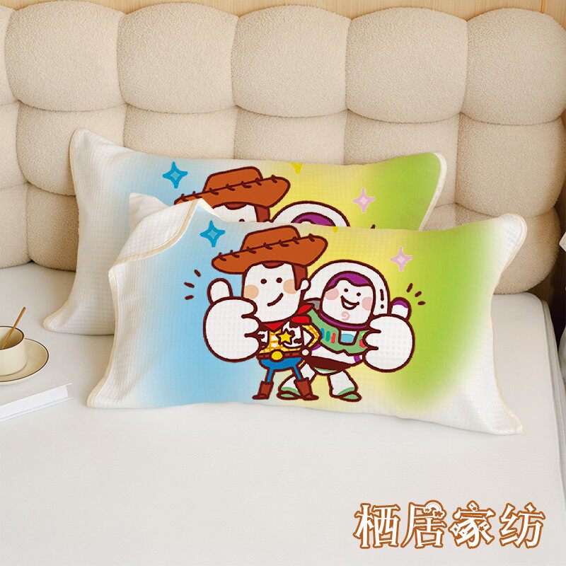 枕巾玩具总动员卡通枕芯套加大50*80凉感防脏枕头盖巾可固定通用