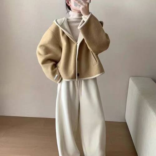 【大潘专享】大德哥花园町双面呢韩版连帽大衣