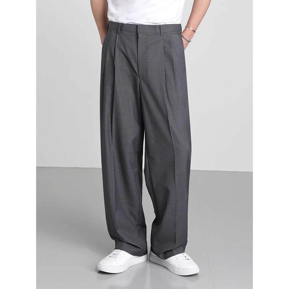 MRCYC西装裤男士夏季韩系宽松直筒潮流百搭休闲垂坠感阔腿小西裤