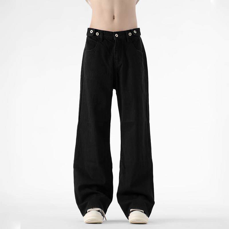 小柯XCOK美式黑色直筒牛仔裤男生高街宽松阔腿裤潮流百搭休闲裤子