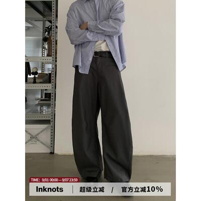 INKNOTS复古简约高级感弯刀西裤男女宽松直筒通勤休闲阔腿香蕉裤