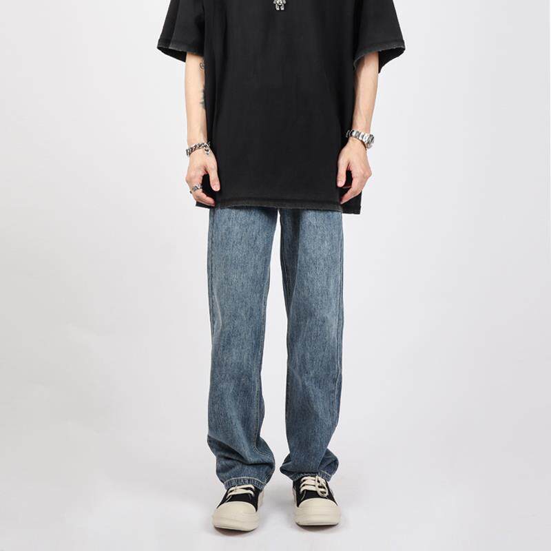 Z POCKET高街美式cleanfit蓝色宽松直筒牛仔裤男款潮牌裤子女秋季