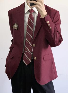 【刺篇】dk学院风红色蓝色男生制服西装成人礼西服外套学生全套装