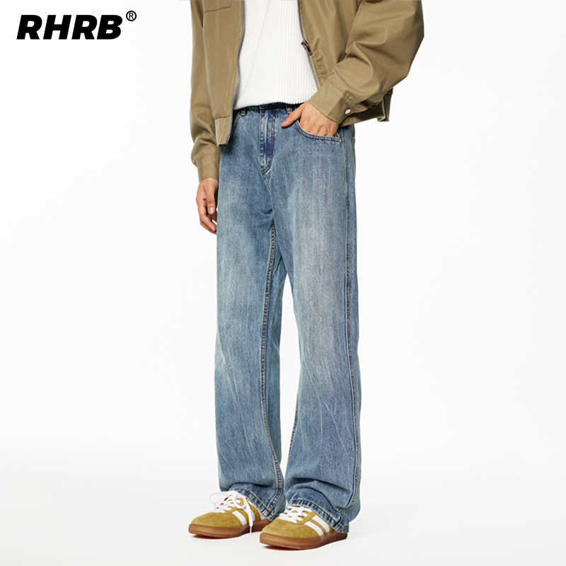 RHRB男士浅蓝色微喇叭牛