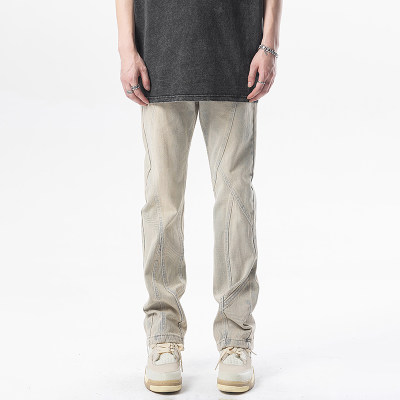 URSGGON美式黄泥染复古牛仔裤国潮牌水洗做旧高街vibe裤子男