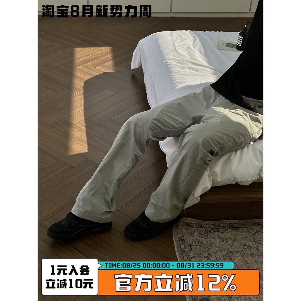 ZOZO FOREST“弯刀褶皱”bootcut版型凉感夏季宽松梭织休闲裤