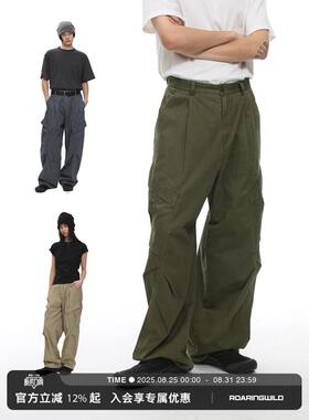 roaringwild a arch 咆哮野兽 宽松裤子美式工装裤伞兵裤军绿色男