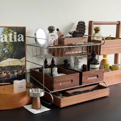 置物架不锈钢收纳架桌面多功能化妆品杂物零食整理架子厨房卫生间